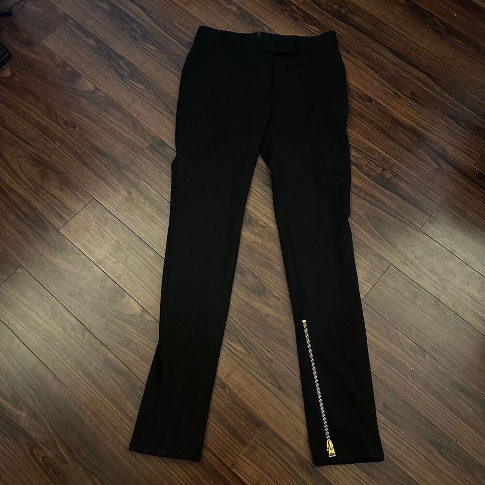 NWT Tom Ford black wool pants gold zipper ankle 46 (12)